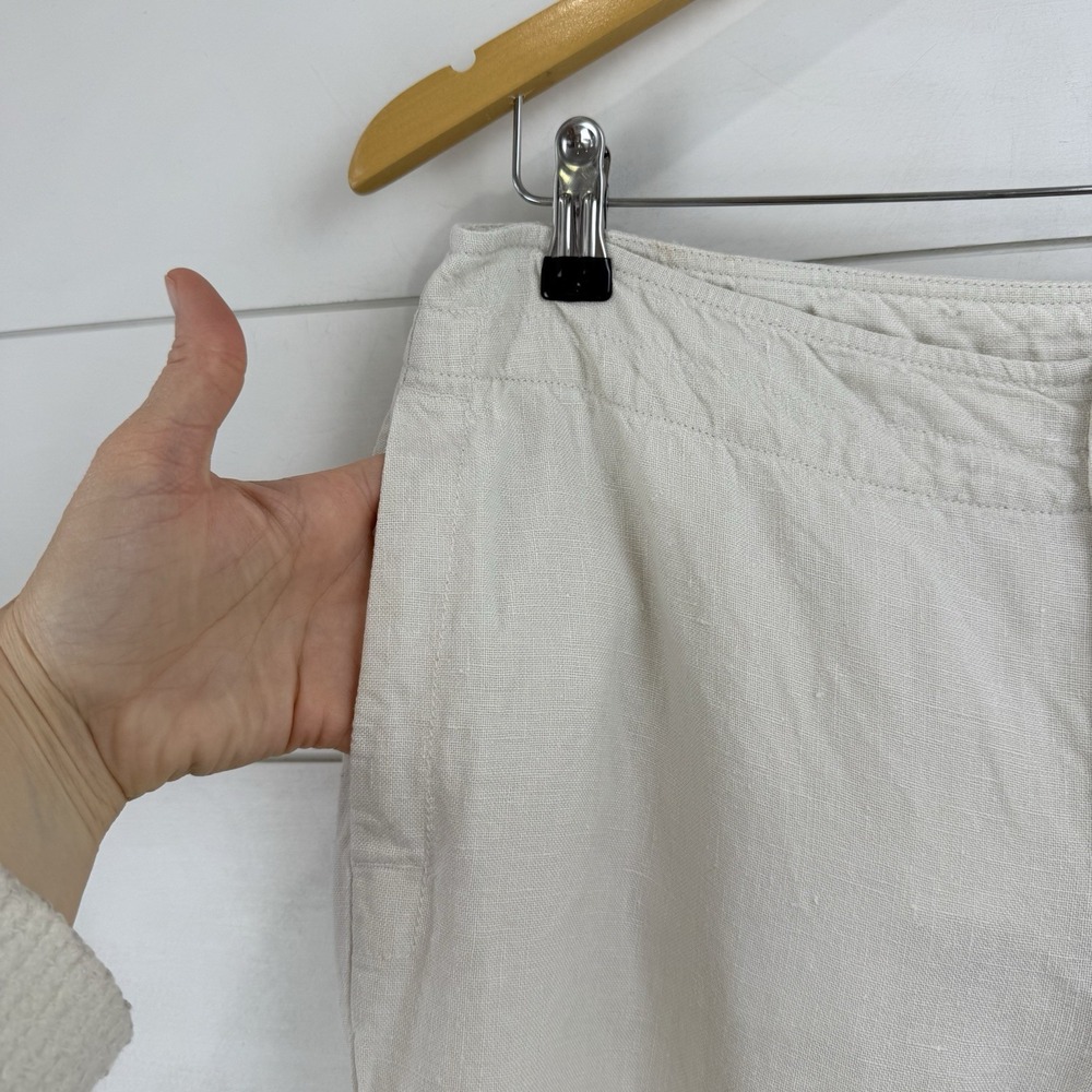 Eileen Fisher IRISH Linen Straight‎ Leg Pants Women M Oatmeal Coastal Minimalist - Picture 4 of 12